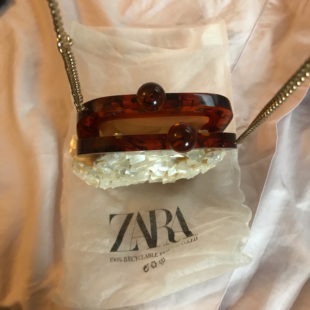 Mini Beaded Crossbody Bag with Gold Chain